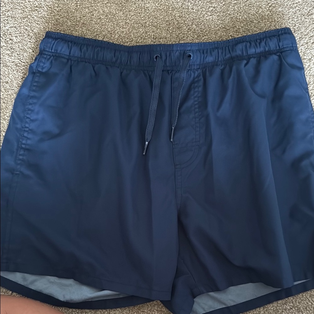 Old Navy Blue Swim Trunks with Elastic Waistband and Drawstring